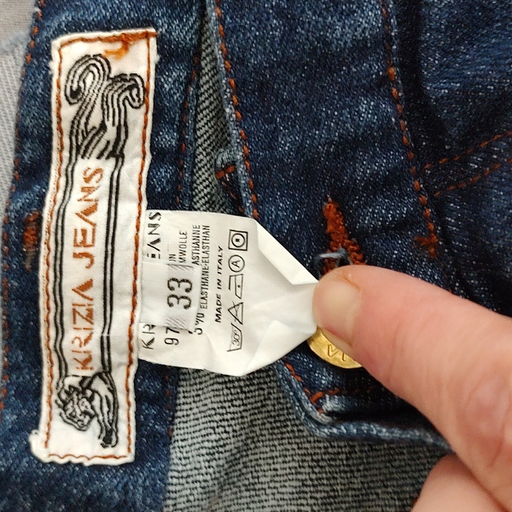 NWOT! 90s Italian Designer Krizia Jeans High Waist 28" Cotton Stretch Logo 33 EU - Picture 9 of 10